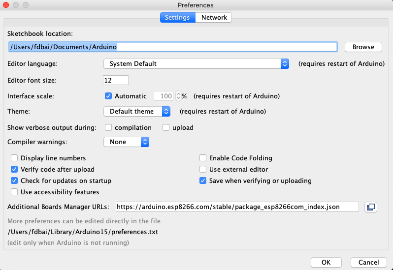 Arduino Preferences