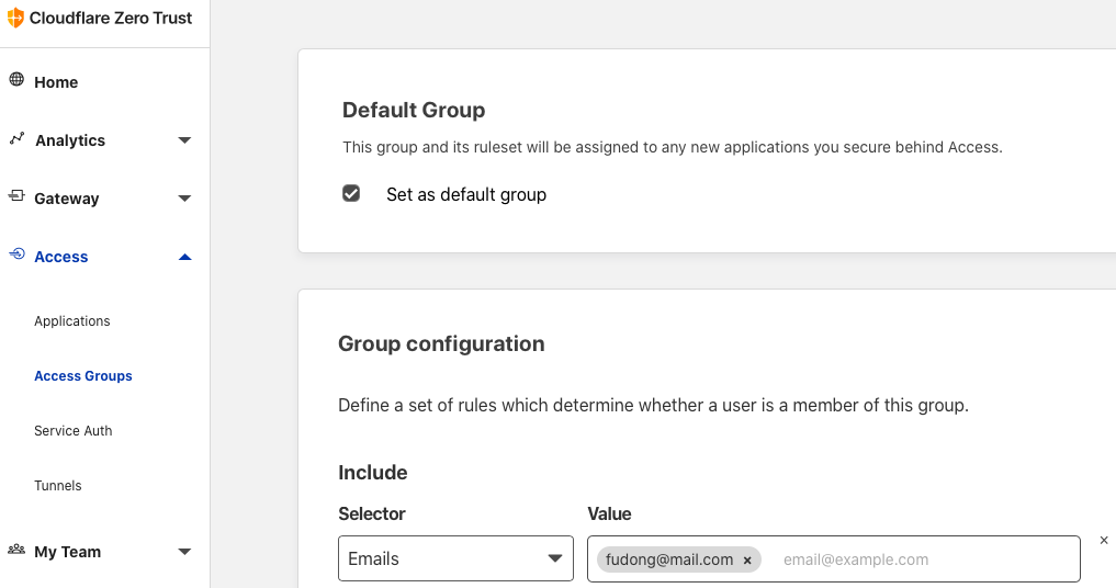 Group configuration