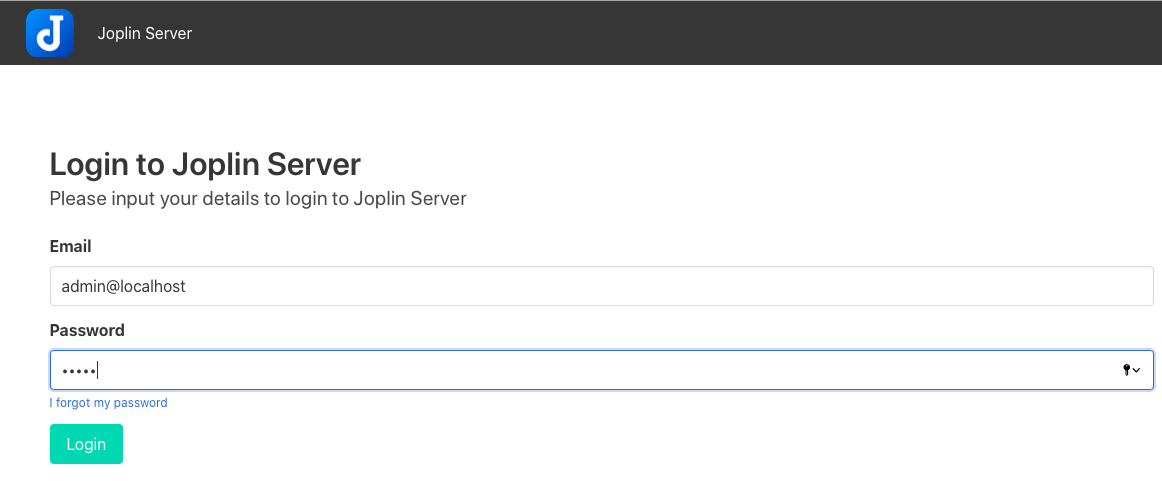 Joplin server login